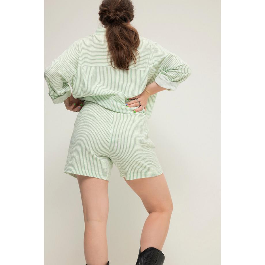 Studio Untold Short in Mussola a Righe Gamba Larga Vita Elastica  