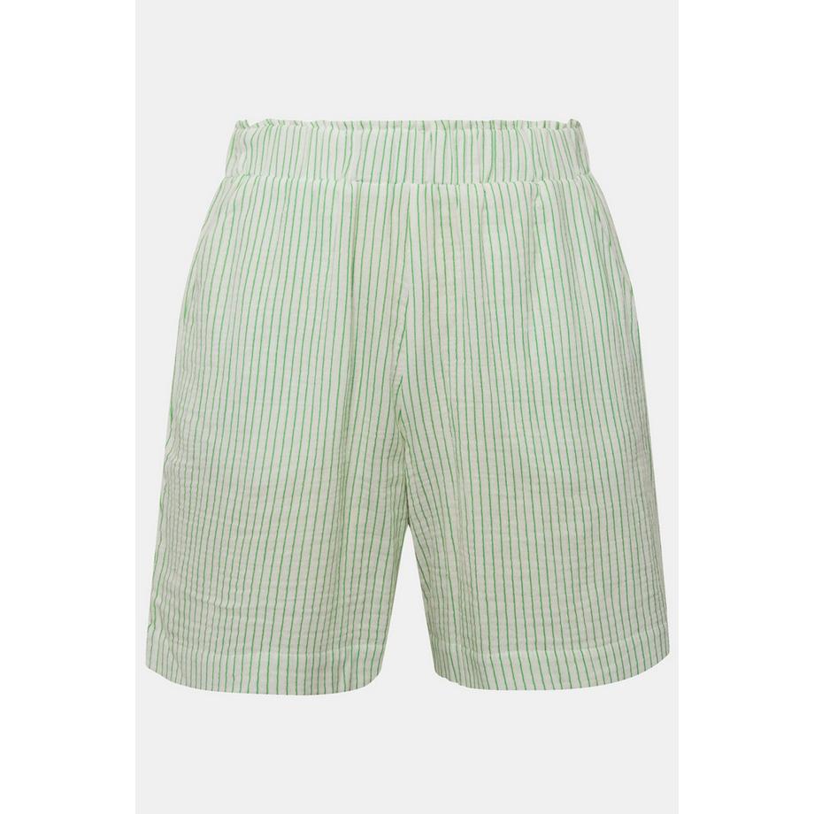 Studio Untold Short in Mussola a Righe Gamba Larga Vita Elastica  