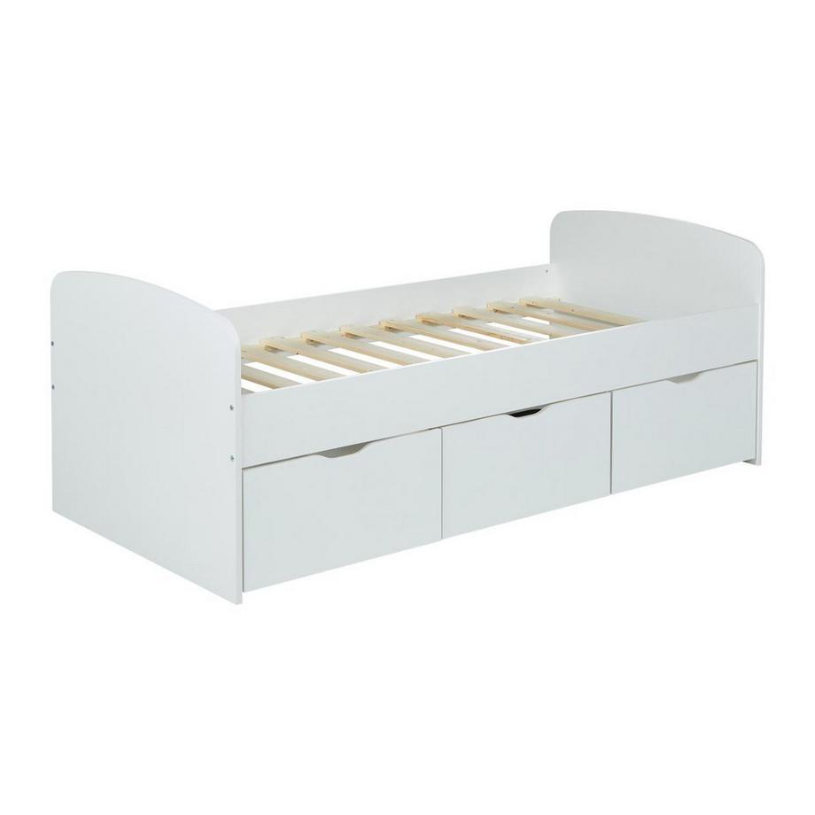 Vente-unique Letto con 2 cassetti e 1 vano portaoggetti  Bianco + Materasso LOUANE  