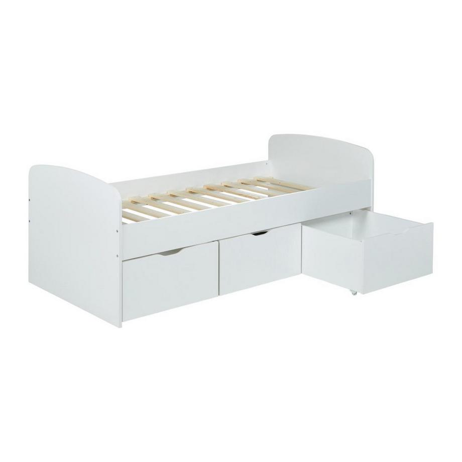 Vente-unique Letto con 2 cassetti e 1 vano portaoggetti  Bianco + Materasso LOUANE  