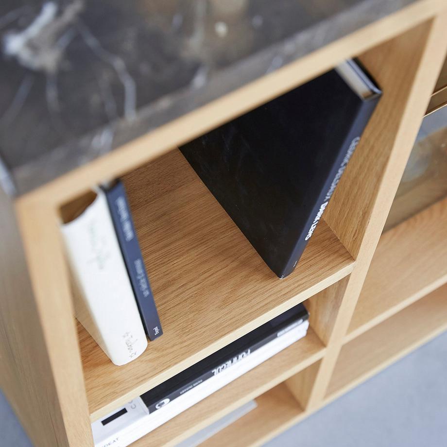 Tikamoon Niedriges Bücherregal aus Eiche Eyota  