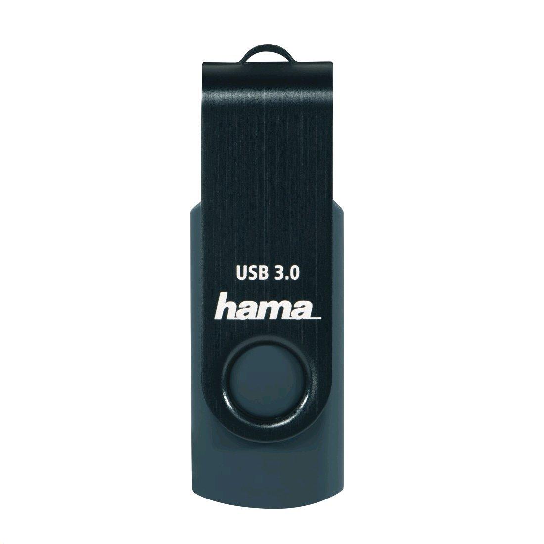 hama  USB-Stick Rotate - 256 GB, USB 3.0, 90MB/s, Petrolblau 