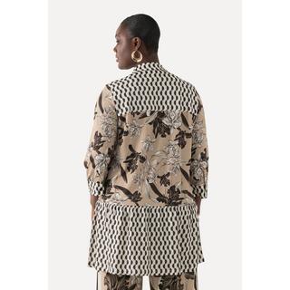 Ulla Popken Tunica Slinky Collo Camicia Abbottonatura Nascosta Maniche 3/4  