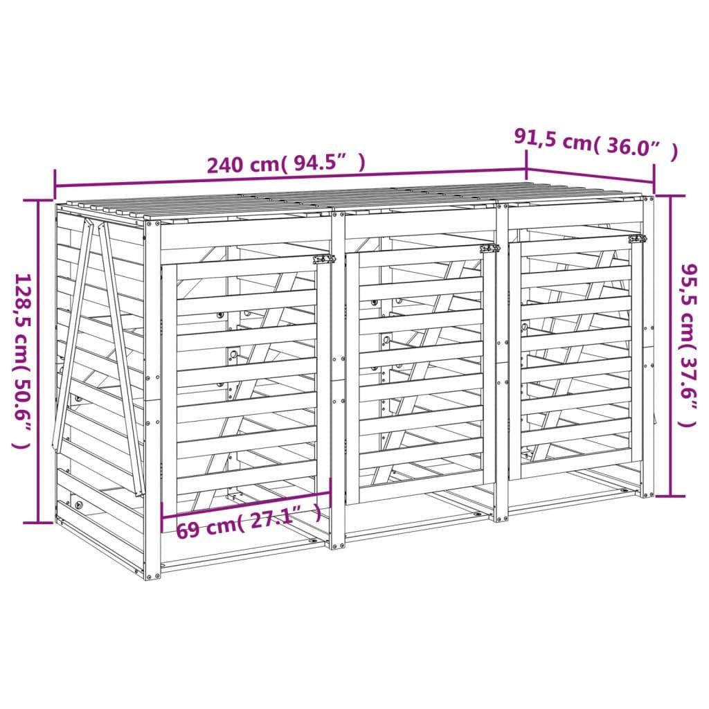 VidaXL copribidone triplo Legno di douglas  