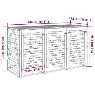 VidaXL copribidone triplo Legno di douglas  