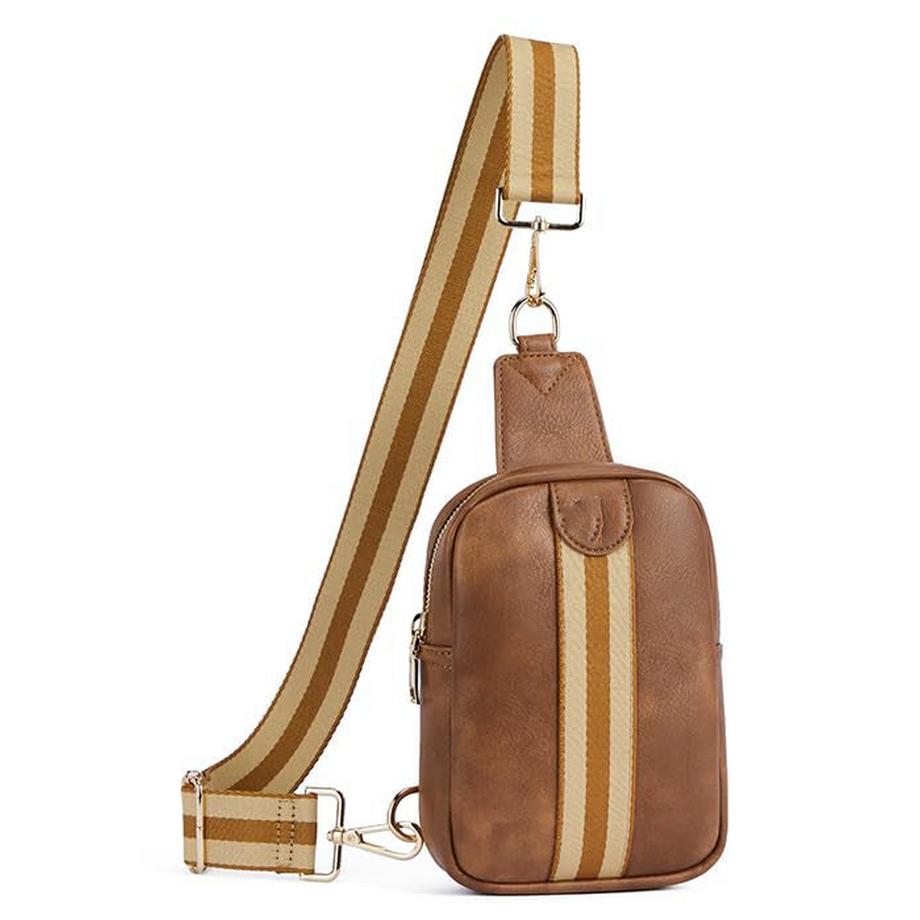 Sac à bandoulière en cuir PU, petit sac à bandoulière, petit sac banane pour dames, sac à bandoulière avec bandoulière tissée colorée