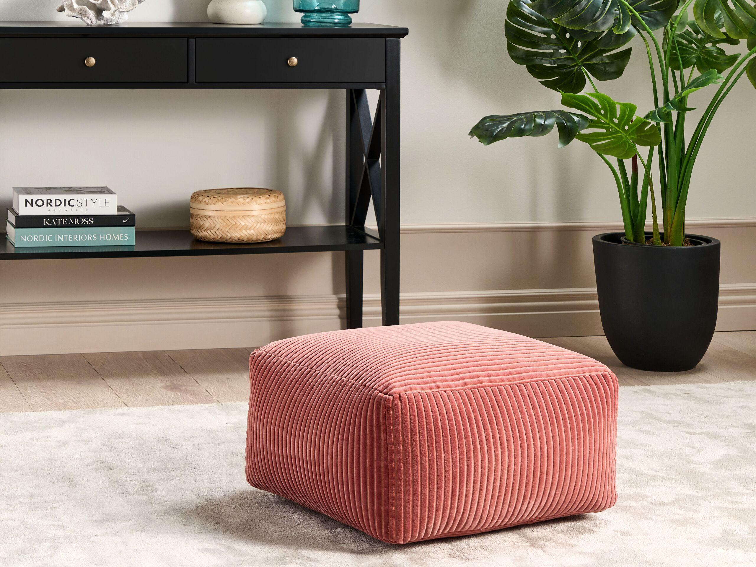 Beliani Pouf en Velours côtelé Moderne MUKKI  