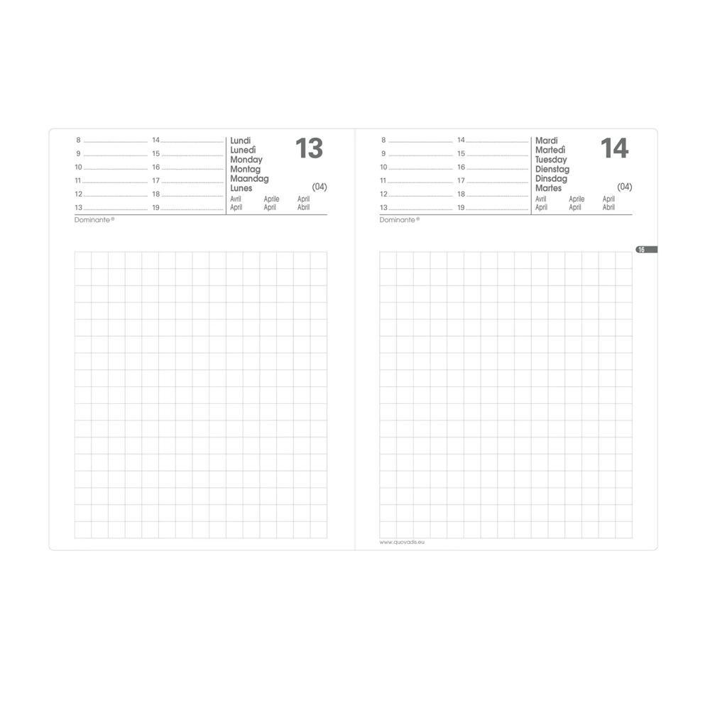 QUO-VADIS Quo Vadis - Terminkalender - 2025 - Maor - Tageskalender - Mehrsprachig - Impala - Blau - Jan/Dez - 8,5x13 cm - Clairefontaine-Papier Weiß - Hergestellt in Frankreich  