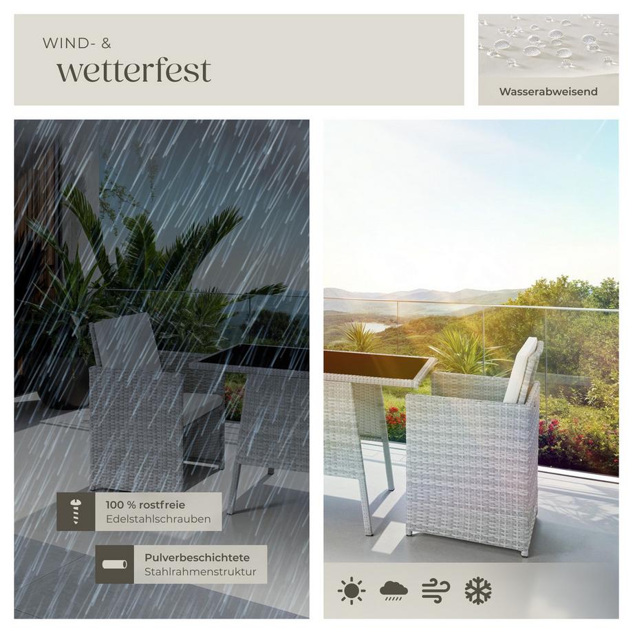 Tectake Rattan Sitzgruppe Lausanne für 2 Personen widerstandsfähig  