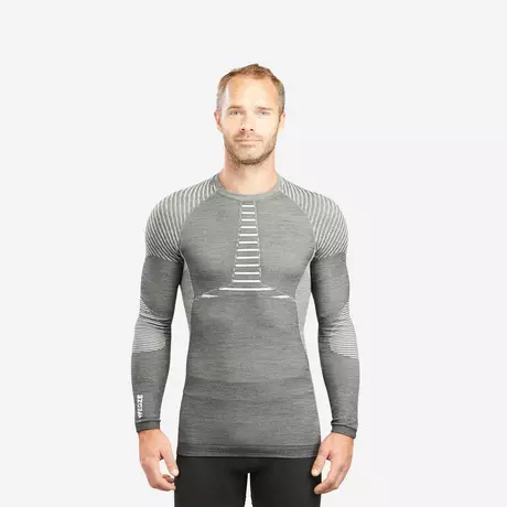 WEDZE Sous-vêtement de ski homme - BL 980 laine mérinos seamless haut -  gris