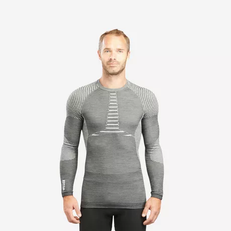 WEDZE Sous-vêtement de ski homme - BL 980 laine mérinos seamless haut -  gris