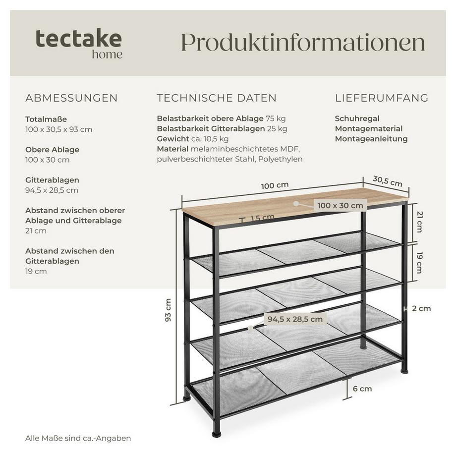 Tectake Scarpiera Sheffield  stile industriale  