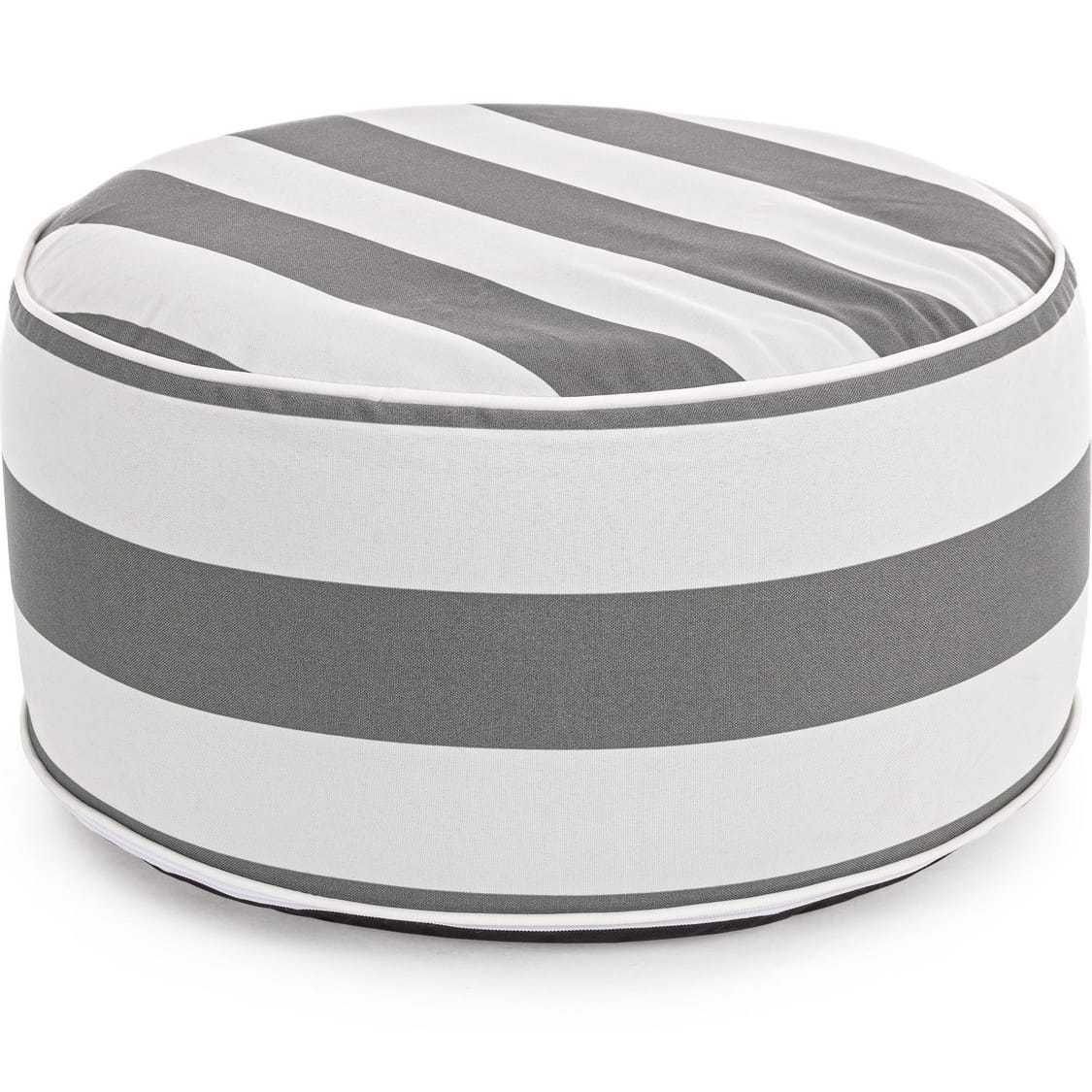 Image of Garten Pouf gestreift weiss- Garten Pouf gestreift weiss-