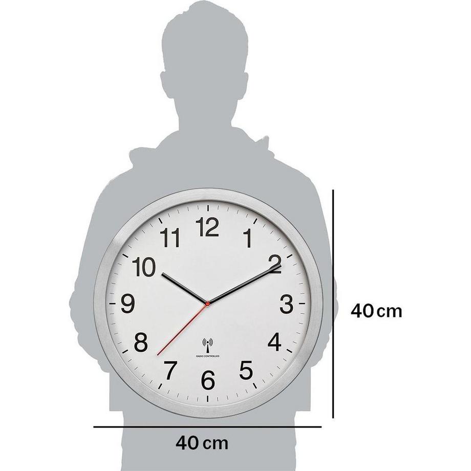 TFA Dostmann XL Funk-Wanduhr mit Metallrahmen  