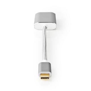 Nedis  Adaptateur USB-C™ | USB 3.2 Gen 1 | USB-C™ mâle | DisplayPort femelle / USB-C™ femelle | 4K@60Hz | Alimentation électrique | 0,20 m | Rond | Plaqué or | Tressé / Nylon | Argent | Boîte avec fenêtre couverte 