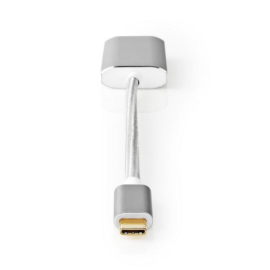 Nedis  Adaptateur USB-C™ | USB 3.2 Gen 1 | USB-C™ mâle | DisplayPort femelle / USB-C™ femelle | 4K@60Hz | Alimentation électrique | 0,20 m | Rond | Plaqué or | Tressé / Nylon | Argent | Boîte avec fenêtre couverte 