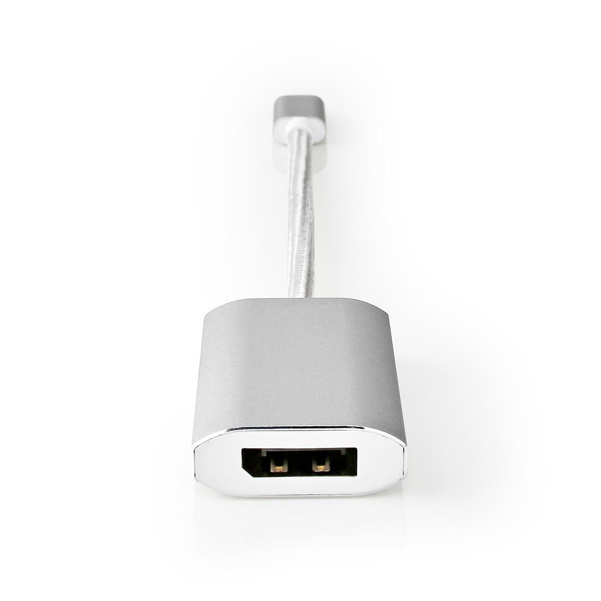Nedis  Adaptateur USB-C™ | USB 3.2 Gen 1 | USB-C™ mâle | DisplayPort femelle / USB-C™ femelle | 4K@60Hz | Alimentation électrique | 0,20 m | Rond | Plaqué or | Tressé / Nylon | Argent | Boîte avec fenêtre couverte 