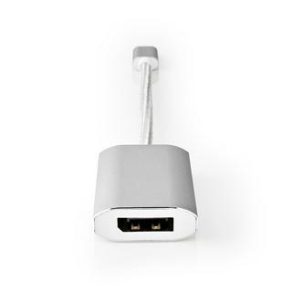 Nedis  Adaptateur USB-C™ | USB 3.2 Gen 1 | USB-C™ mâle | DisplayPort femelle / USB-C™ femelle | 4K@60Hz | Alimentation électrique | 0,20 m | Rond | Plaqué or | Tressé / Nylon | Argent | Boîte avec fenêtre couverte 