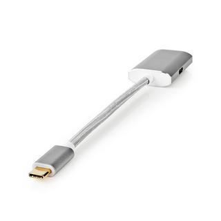 Nedis  Adaptateur USB-C™ | USB 3.2 Gen 1 | USB-C™ mâle | DisplayPort femelle / USB-C™ femelle | 4K@60Hz | Alimentation électrique | 0,20 m | Rond | Plaqué or | Tressé / Nylon | Argent | Boîte avec fenêtre couverte 
