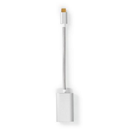 Nedis  Adaptateur USB-C™ | USB 3.2 Gen 1 | USB-C™ mâle | DisplayPort femelle / USB-C™ femelle | 4K@60Hz | Alimentation électrique | 0,20 m | Rond | Plaqué or | Tressé / Nylon | Argent | Boîte avec fenêtre couverte 