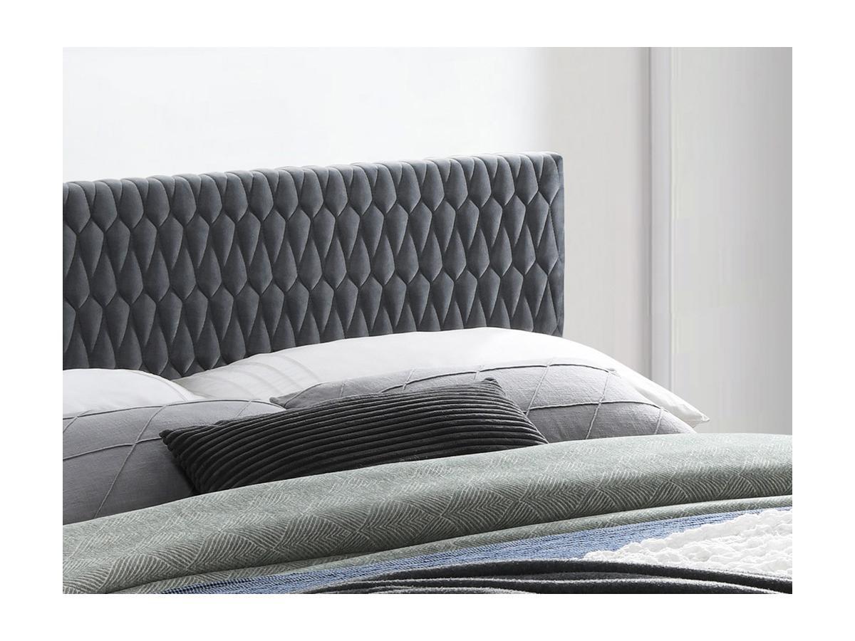 Vente-unique Letto con testiera con cuciture tessuto velluto grigio DANIELE  