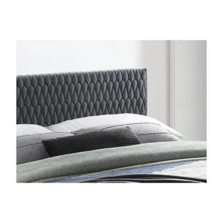 Vente-unique Letto con testiera con cuciture tessuto velluto grigio DANIELE  