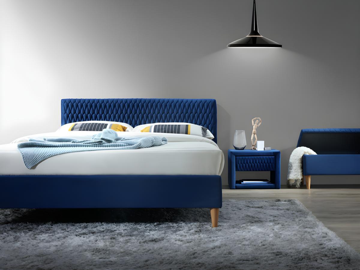 Vente-unique Letto con testiera con cuciture tessuto velluto grigio DANIELE  