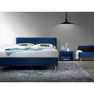 Vente-unique Letto con testiera con cuciture tessuto velluto grigio DANIELE  