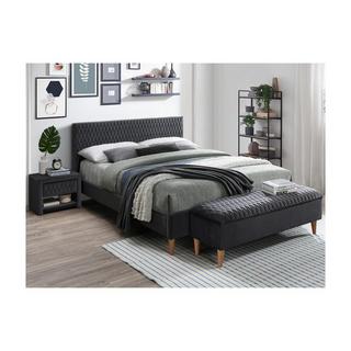 Vente-unique Letto con testiera con cuciture tessuto velluto grigio DANIELE  