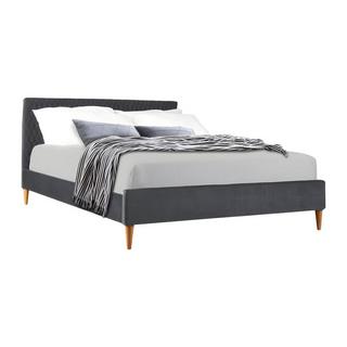 Vente-unique Letto con testiera con cuciture tessuto velluto grigio DANIELE  