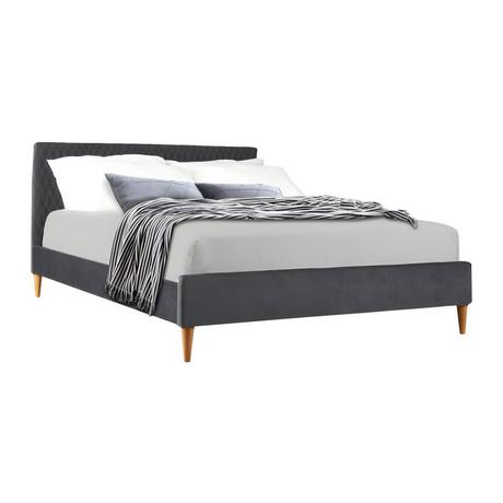 Vente-unique Letto con testiera con cuciture tessuto velluto grigio DANIELE  