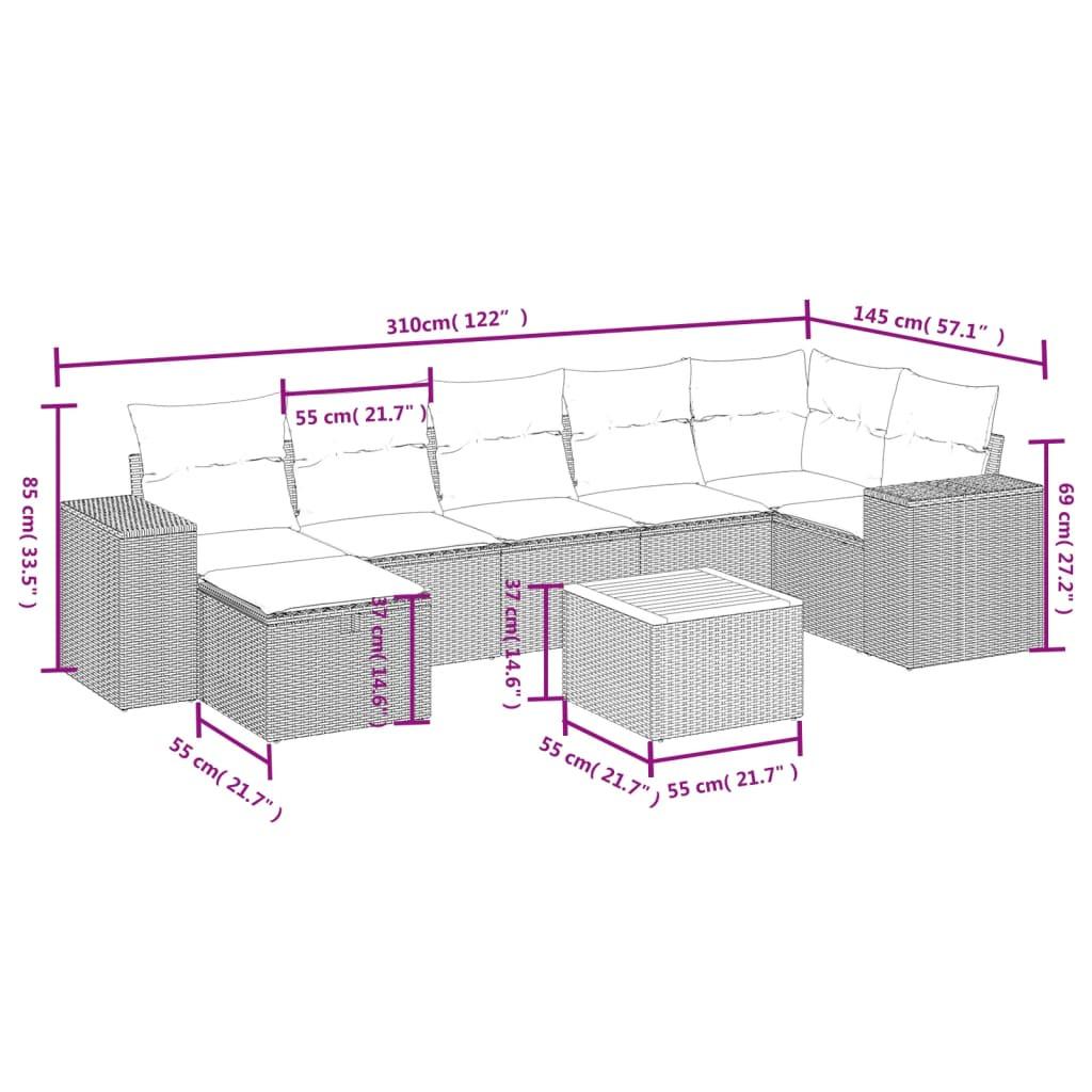 VidaXL set divano da giardino Polirattan  