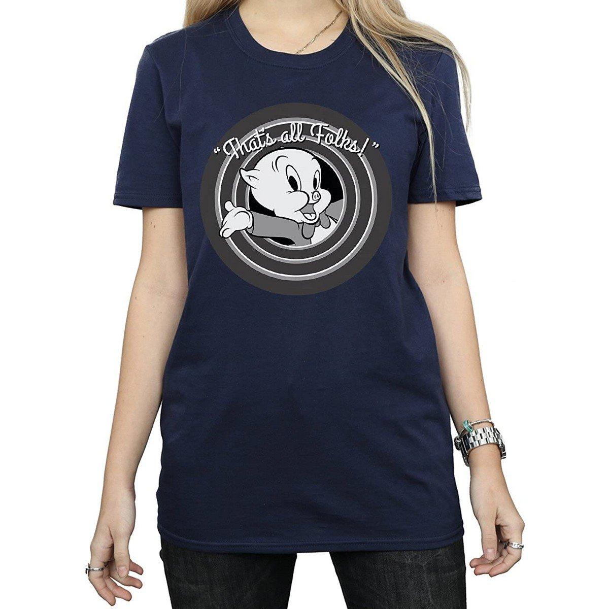Image of That's All Folks Tshirt Damen Marine M