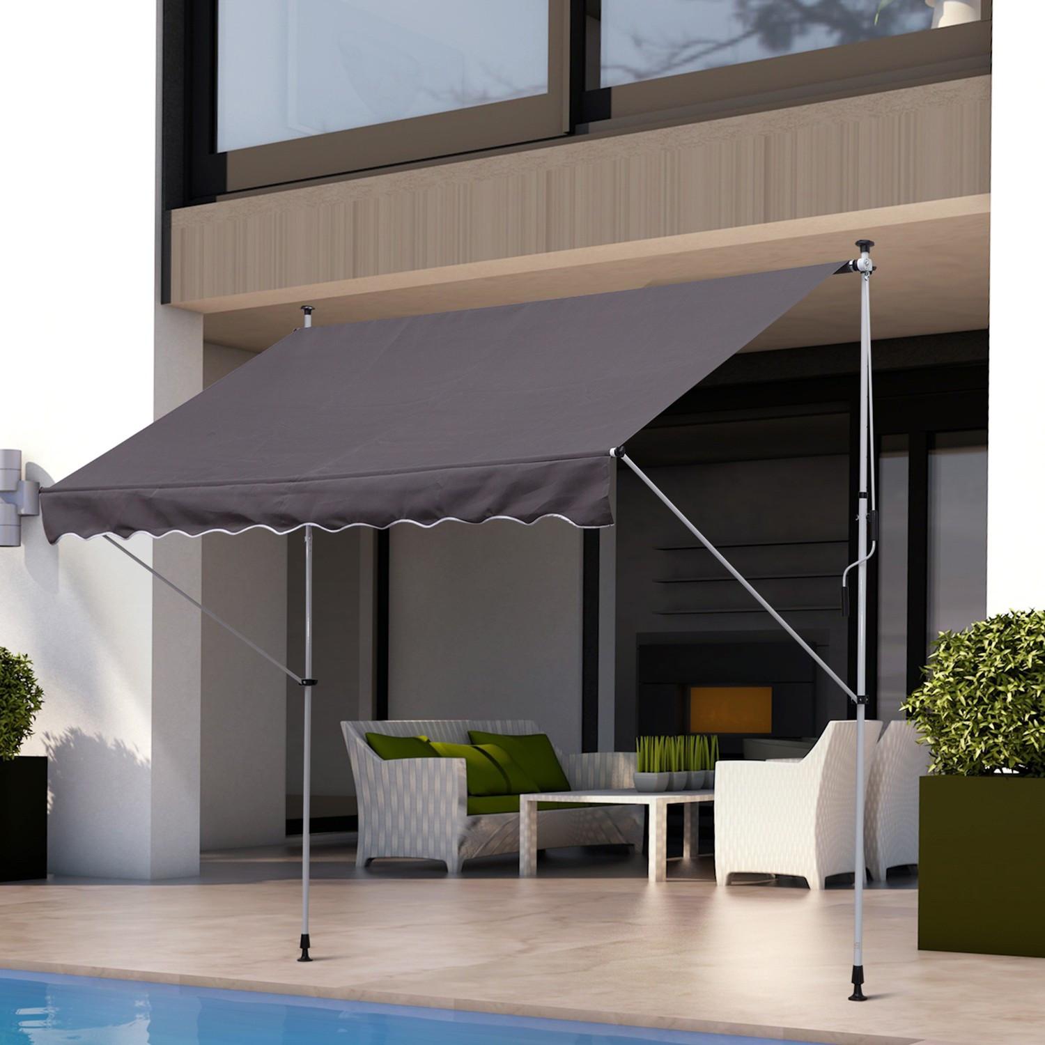 Northio Auvent Pince Auvent Bras Pliant Auvent Protection Solaire Bras Pliant Manivelle Balcon Aluminium Gris 300 X 150 Cm  