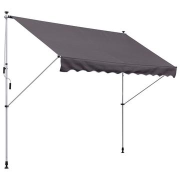 Morsetto Per Tenda Da Sole Braccio Pieghevole Tenda Da Sole Protezione Solare Braccio Pieghevole Manovella Balcone Grigio Alluminio 300 X 150 Cm