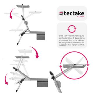 Tectake Sonnenliege mit Aluminiumgestell, stufenlos verstellbares Sonnendach  