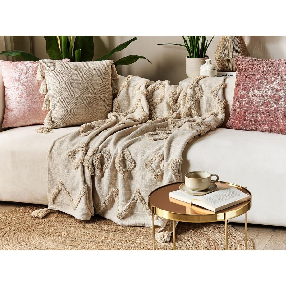 Beliani GUNA Boho Baumwoll Kuscheldecke  