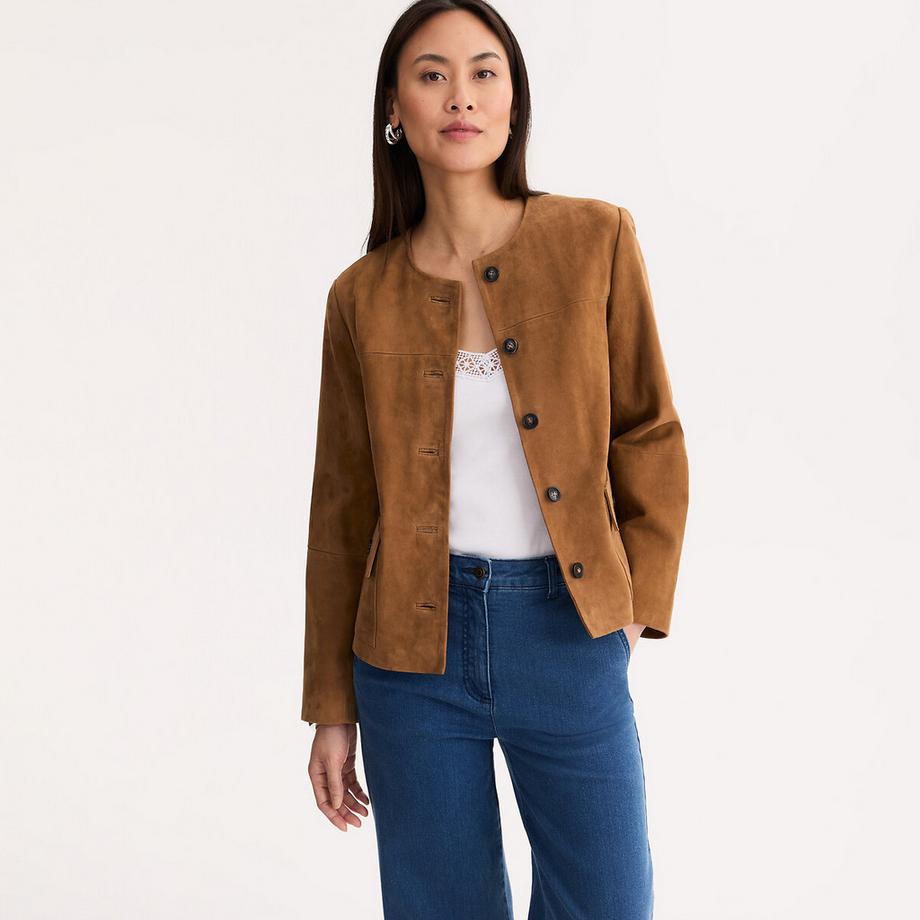Ziegenlederjacke mit Druckknopfverschluss