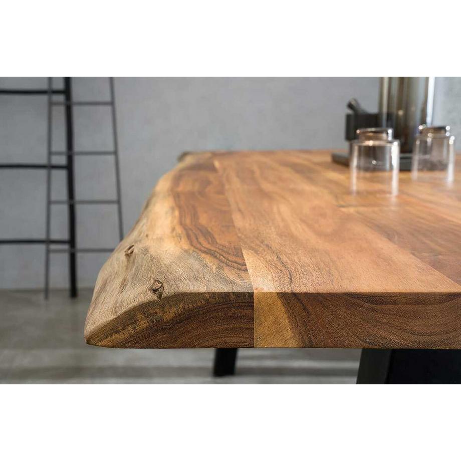 mutoni Table en bois massif Luranta acacia pieds en U naturel 240x110  