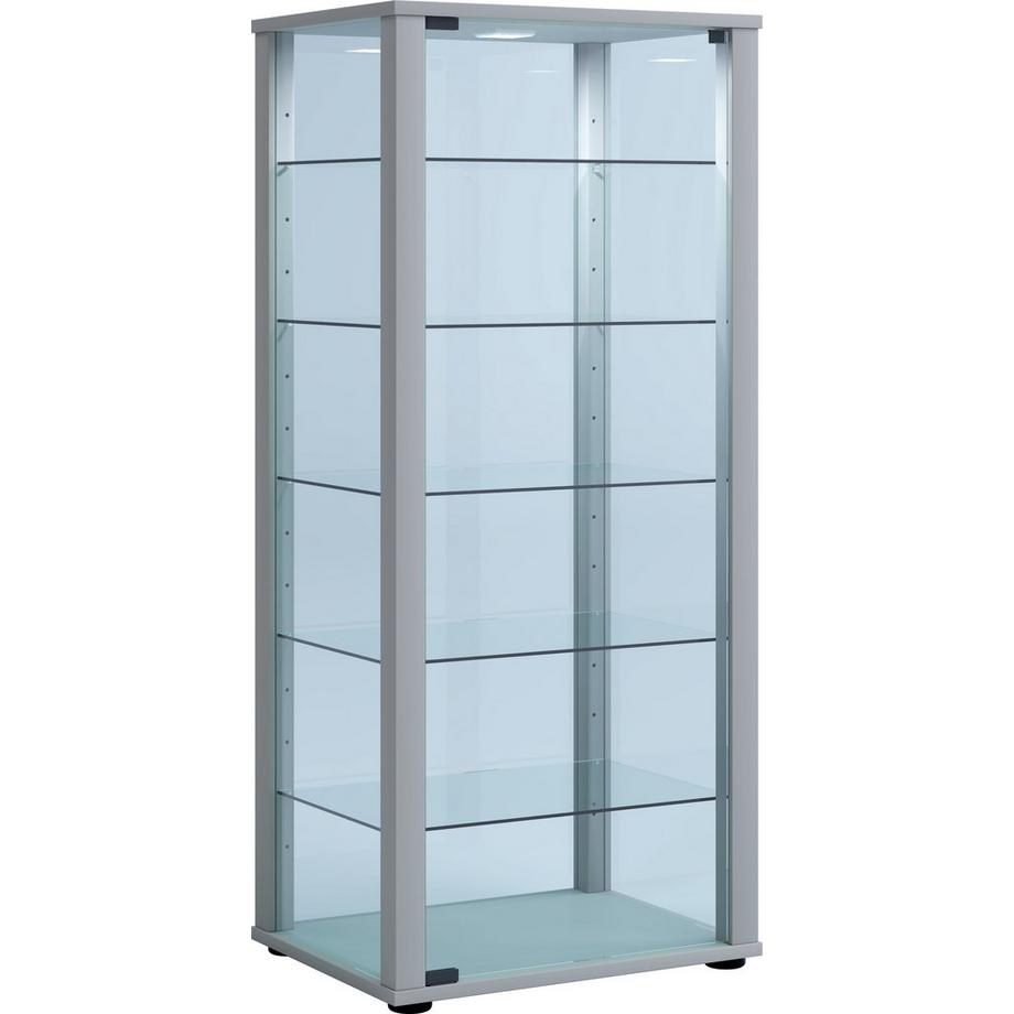VCM Glasvitrine stehend | Vitrine Glas mit ESG-Sicherheitsglas | Maße ca. H. 115 x B. 50 x T. 38 cm | Standvitrine Glas | Modern und platzsparend | Glas  