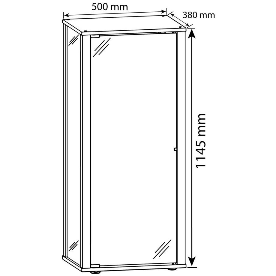 VCM Glasvitrine stehend | Vitrine Glas mit ESG-Sicherheitsglas | Maße ca. H. 115 x B. 50 x T. 38 cm | Standvitrine Glas | Modern und platzsparend | Glas  