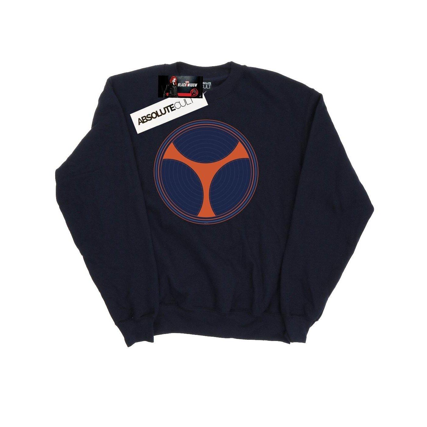 Image of Black Widow Movie Taskmaster Distressed Shield Sweatshirt Unisex Marine 140/146