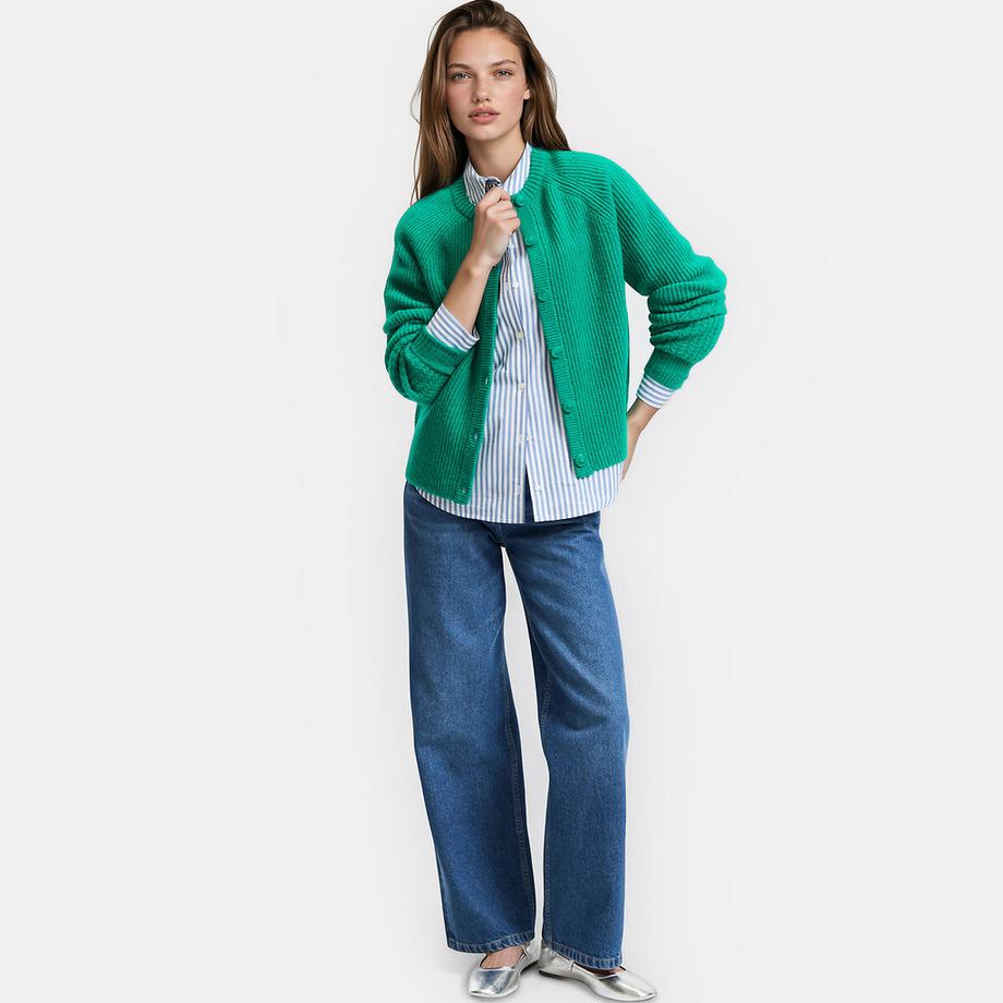 La Redoute Collections Cardigan collo tondo in maglia a coste  