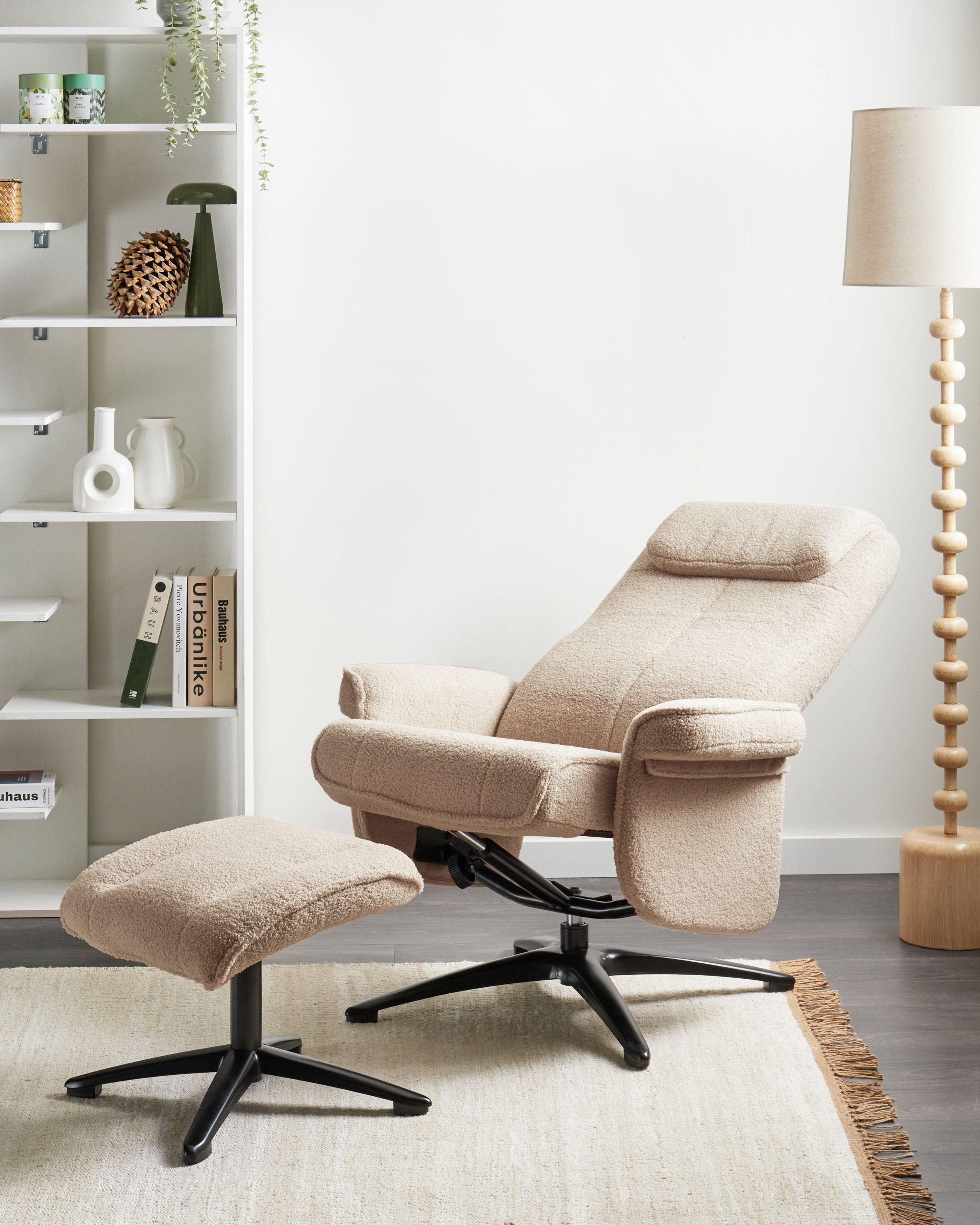 Beliani Fauteuil inclinable en Bouclé Traditionnel GERAS  