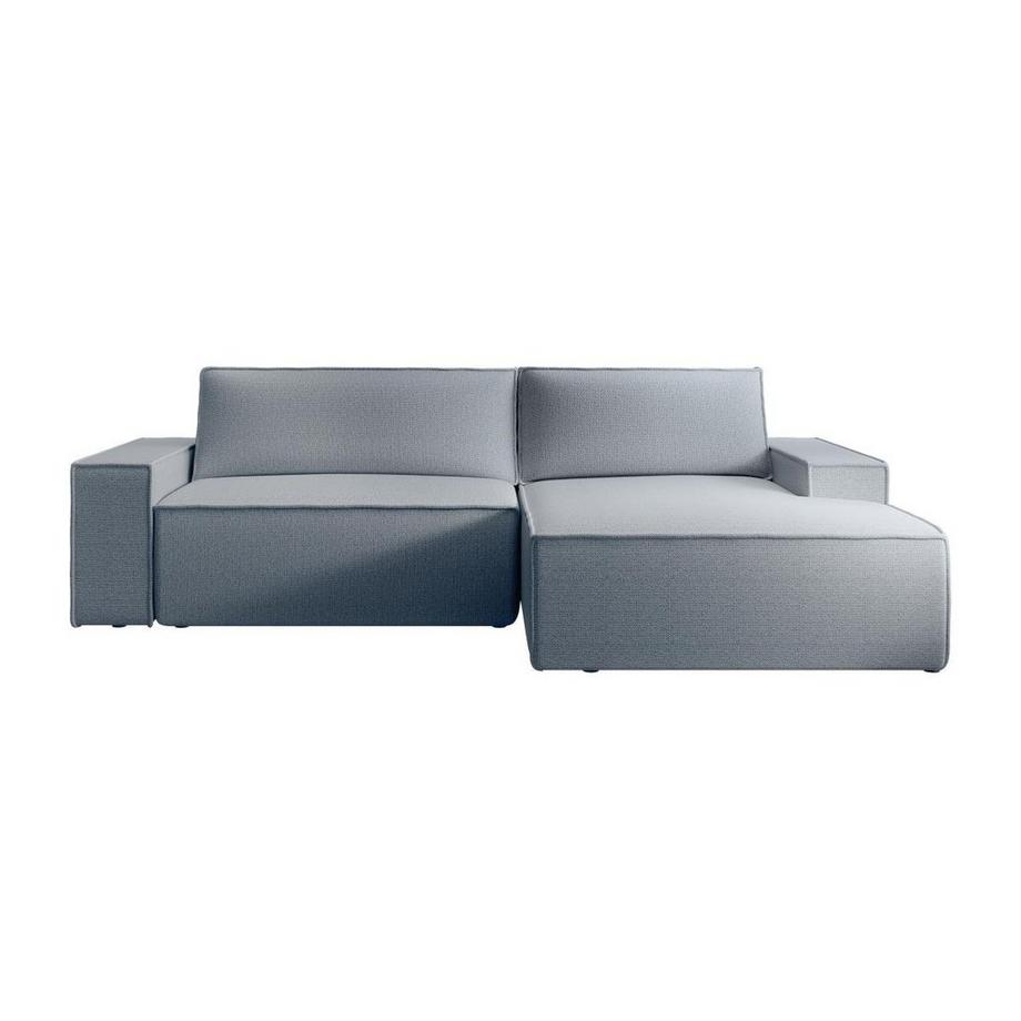 Vente-unique Canapé d'angle droit convertible en tissu texturé gris AMELIA  