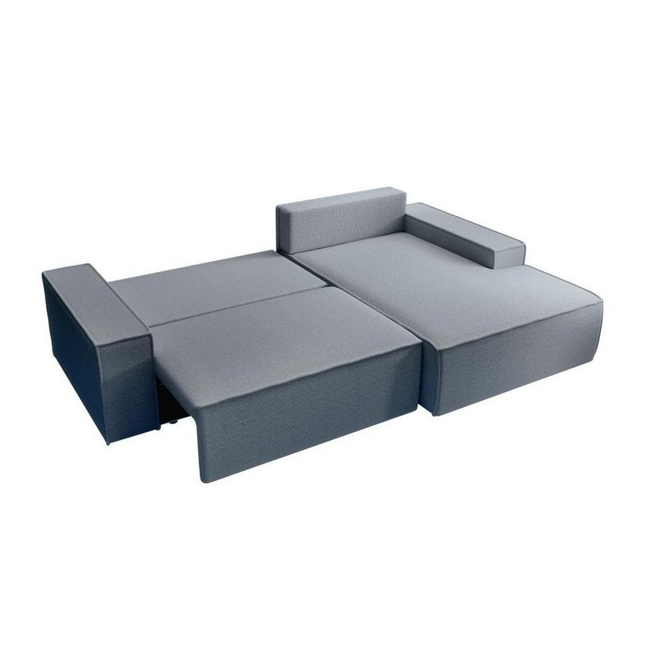 Vente-unique Canapé d'angle droit convertible en tissu texturé gris AMELIA  