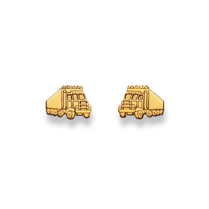 MUAU Schmuck  Clous d'oreilles camion en or jaune 750, 7x10mm 