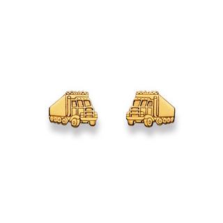 MUAU Schmuck  Ohrstecker Lastwagen Gelbgold 750, 7x10mm 