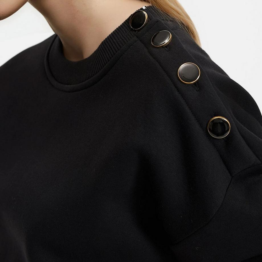 La Redoute Collections Rundhals Sweatshirt mit Schulterknöpfen  