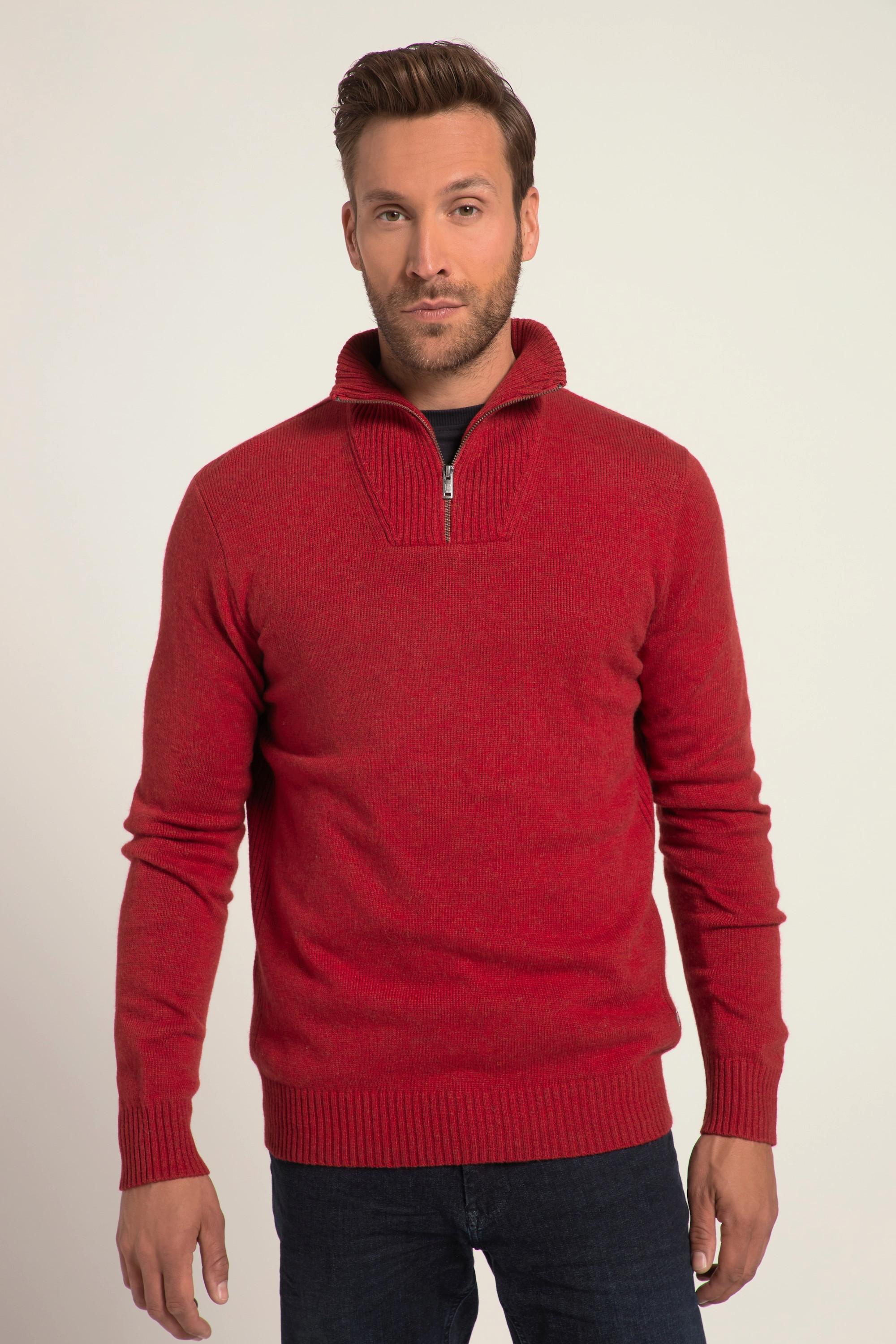 JP1880  Pullover polo con collo alto, zip e più filati 